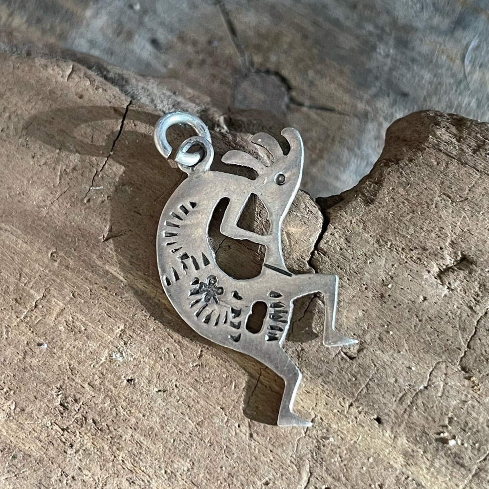 Kokopelli Sterling Silver Pendant Charm Double Sided